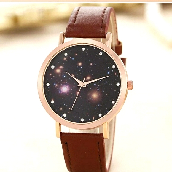 Galaxy print quartz watch &  bracelet set, NWOT - Picture 2 of 2